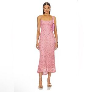 Bardot Kiali Mesh Midi Dress in Pink Multi Size XL